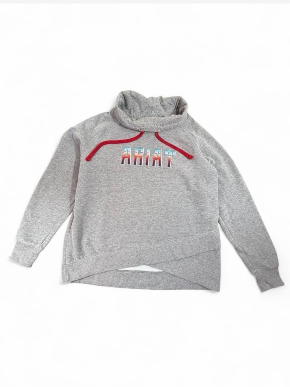 Ariat REAL Women’s Large Gray Cowl Neck Sweatshirt Western Serape Logo
